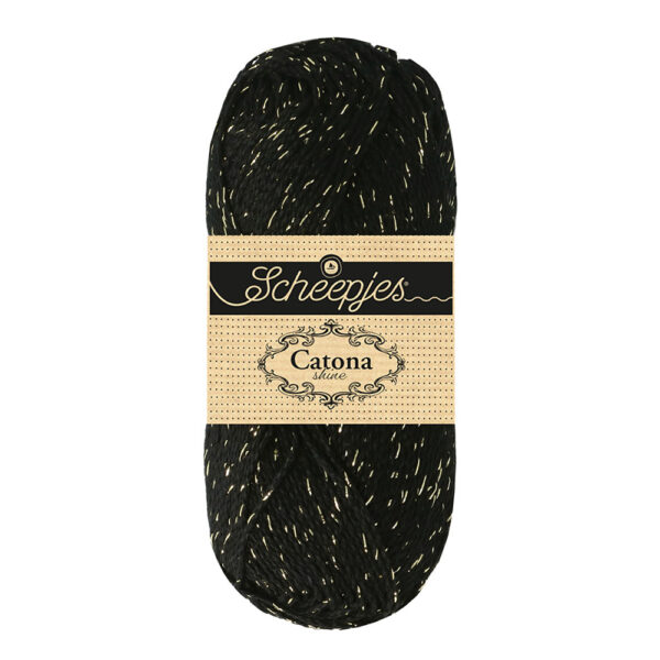 Scheepjes Catona Shine 50g - 110-G Jet Black - Gold