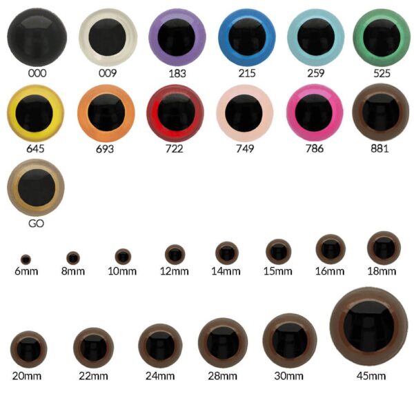 Veiligheidsoogjes 8mm kleur - prijs per stuk