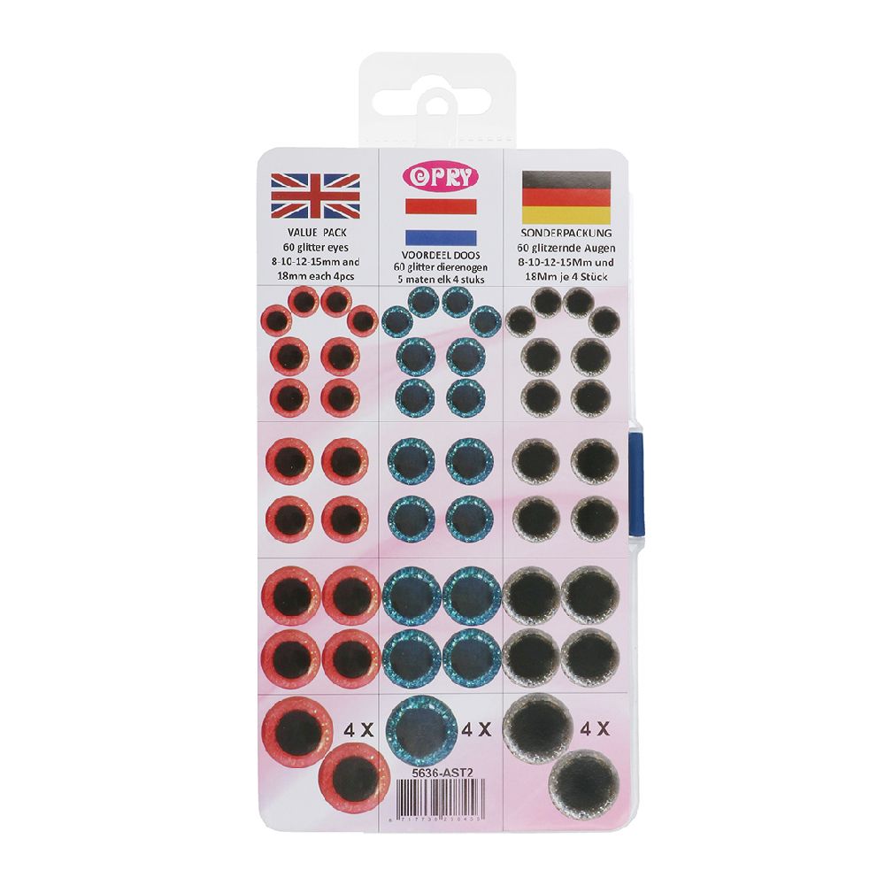 Veiligheidsoogjes Glitter 8-18mm Assorti