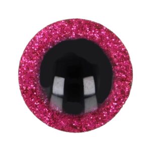 Veiligheidsoogjes Glitter 12mm Donkerroze (5 paar)
