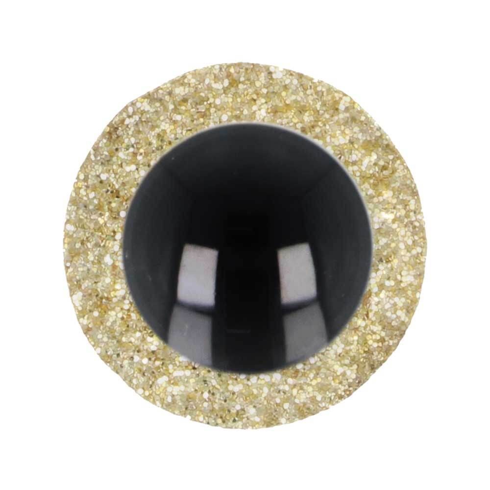 Veiligheidsoogjes Glitter 12mm Goud (5 paar)