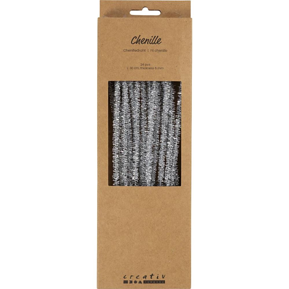 Chenilledraad Pijpenrager 30 cm Zilver - 24 stuks